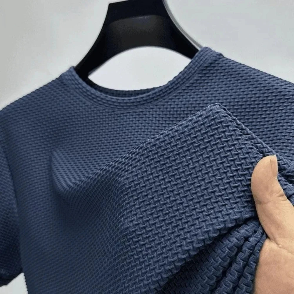 Men's Ice Silk Bamboo Mesh T-Shirt Slim Fit Breathable Summer Tee TAVEN System LLC