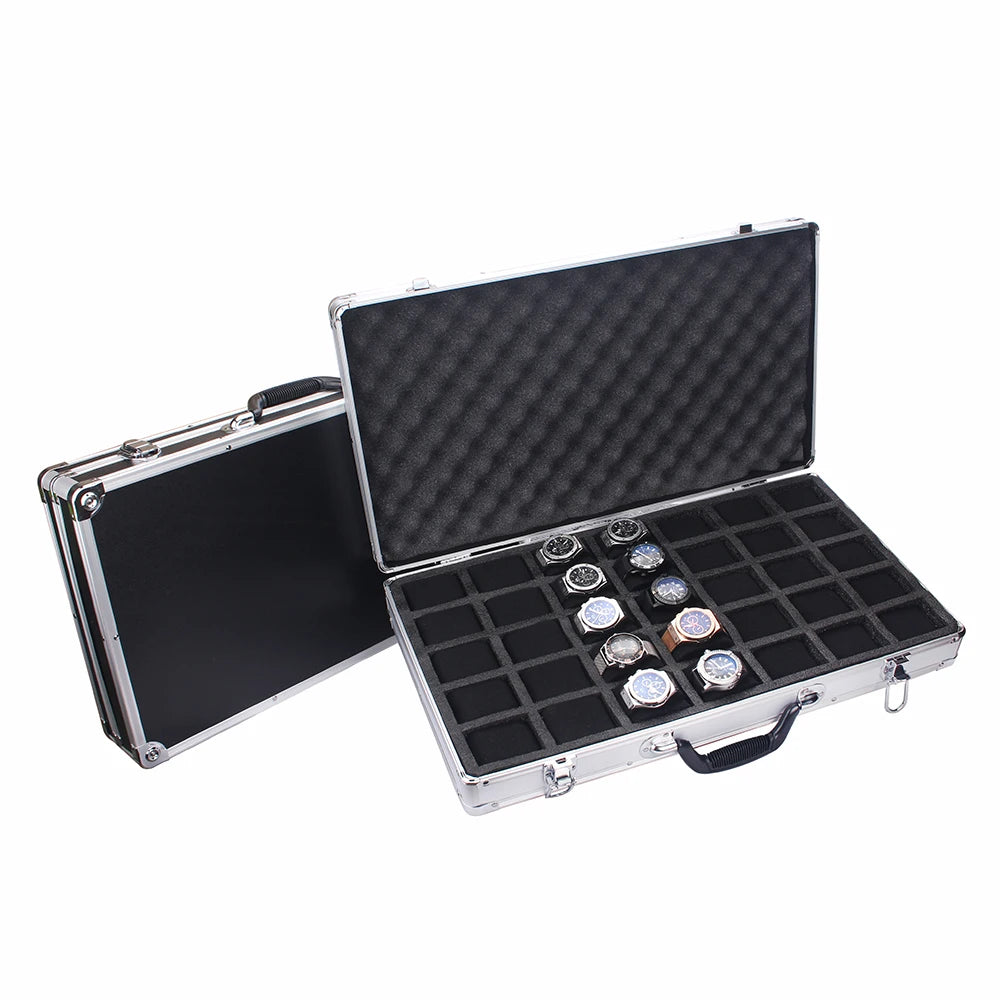 35 Slots High-Quality Watch Storage Box Aluminum Suitcase Case Jewelry Collection Box Portable Large Capacity Watch Box Gift Box TAVEN System LLC