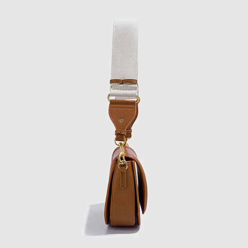 Women Wide Strap PU Shoulder Bag Underarm Baguette Crossbody Bag TAVEN System LLC