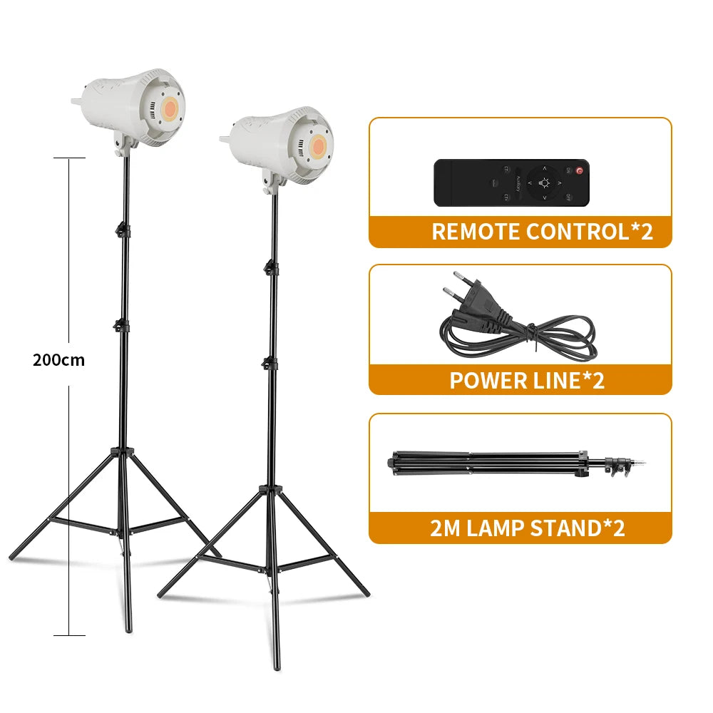 Bowens 135W LED Studio Light Kit with 2M Tripod Dimmable Lamp TAVEN System LLC