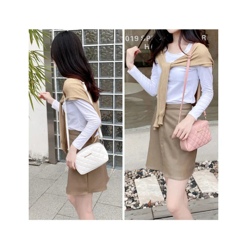 2026 tassel women's small crossbody bag trend diamond grid embroidery camera women's shoulder bag fashion chain crossbody bag TAVEN System LLC