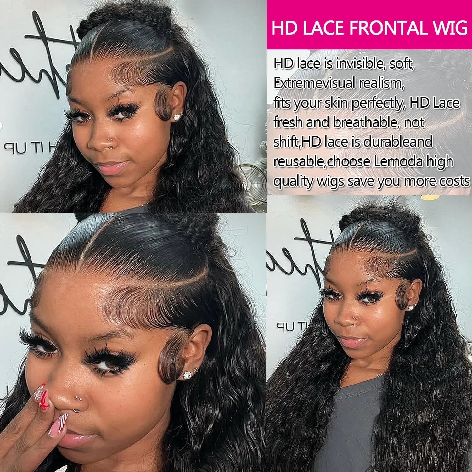 Lemoda 30 Inch 13x6 Full Lace Frontal Wigs 200% Density 15A Deep Wave Wigs Human Hair HD Lace Frontal Wigs Pre Plucked Wig TAVEN System LLC
