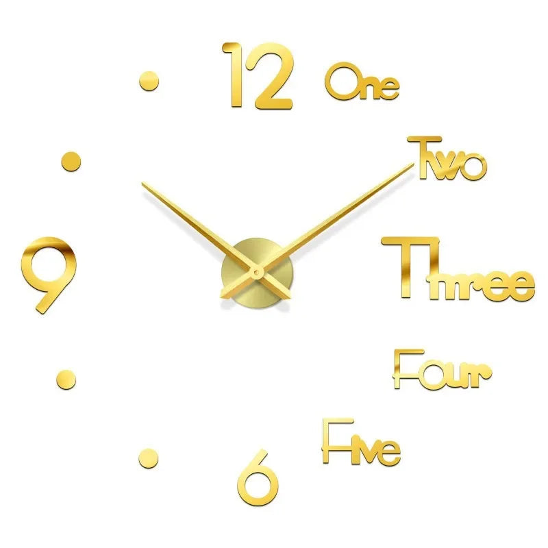 New Modern Design Large Wall Clock 3D DIY Quartz Clocks Fashion Watches Acrylic Mirror Stickers Living Room Home Decor Horloge - TAVEN System LLC