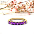 Trending Products 3mm Round Cut Amethyst Gemstone Half Eternity Band in 14k Fine Yellow Gold Stackable Ring Wholesale Lots TAVEN System LLC