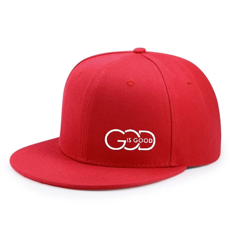 God Is Good Snapback Cap Black Flat Brim Adjustable Baseball Hat