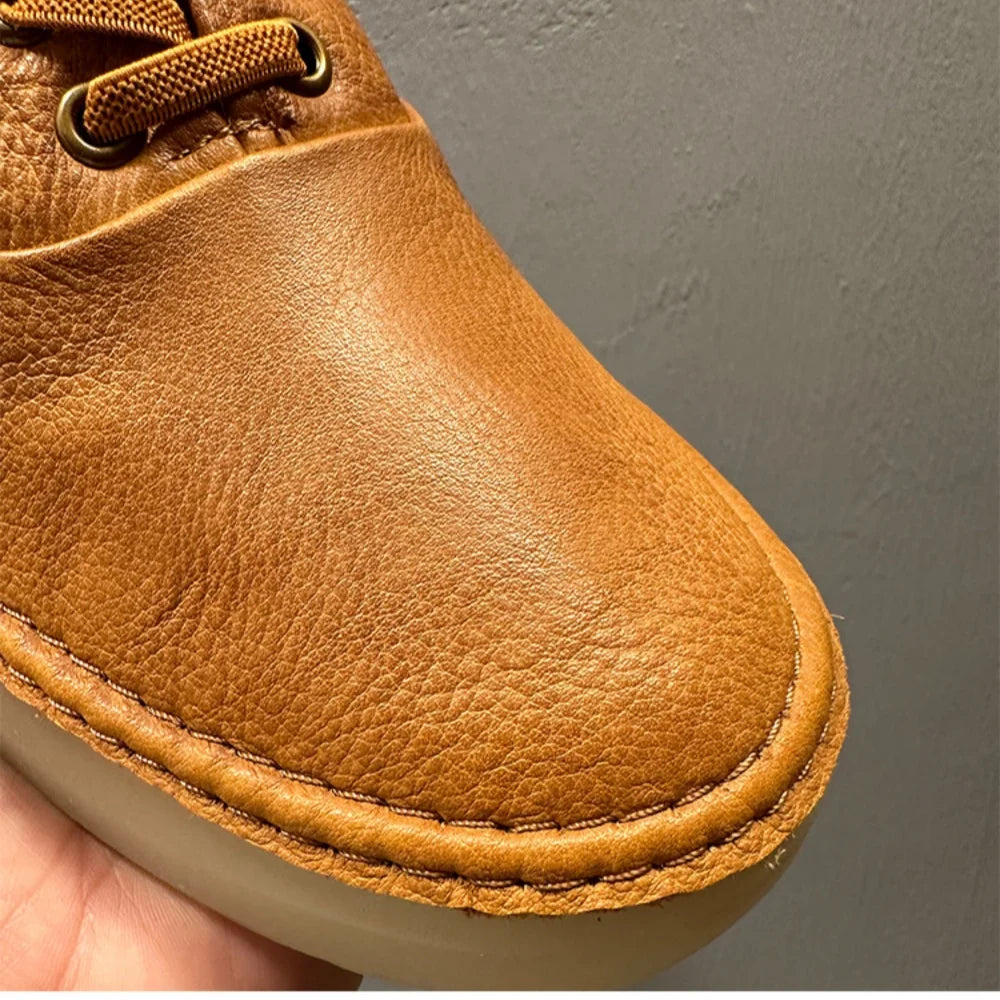 QHCCID Male Low Top Soft Cowhide Casual Shoes Shallow Breathable Summer Footwear TAVEN System LLC