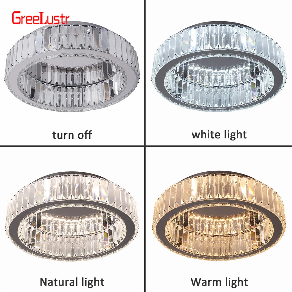 Modern Big Crystal Round Led Chandelier Dimmable Ceiling Light Fixture with Remote for Foyer Hall Bedroom Indoor Lights  Lustres TAVEN System LLC