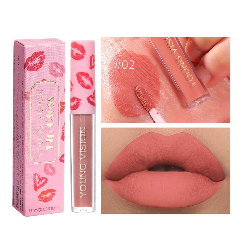 12 Color Matte Velvet Liquid Lip Gloss Long Lasting Non-Stick Cup Waterproof Intense Color Showing Lip Mud