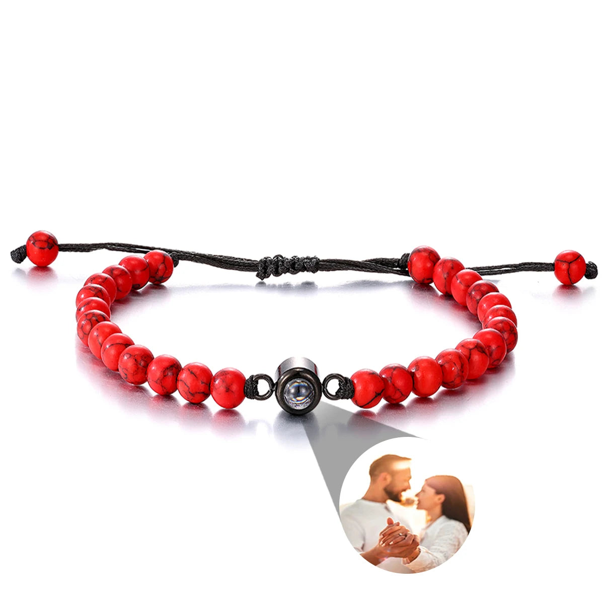 Custom Natural Stone Bracelet Personalized Photo Projection Bracelet Custom Stainless Steel Projection Bracelets Memory Jewelry TAVEN System LLC