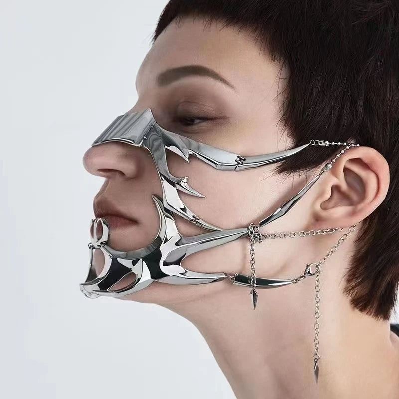 ZHUHE Metal Mask Cyberpunk Style Copper Alloy Material For Women And Men Face Jewelry Party Gifts TAVEN System LLC