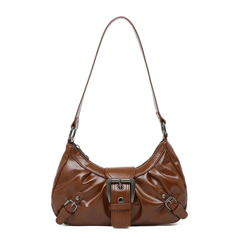 Y2K Retro Pleated Hobo Shoulder Bag Women Underarm PU Handbag TAVEN System LLC