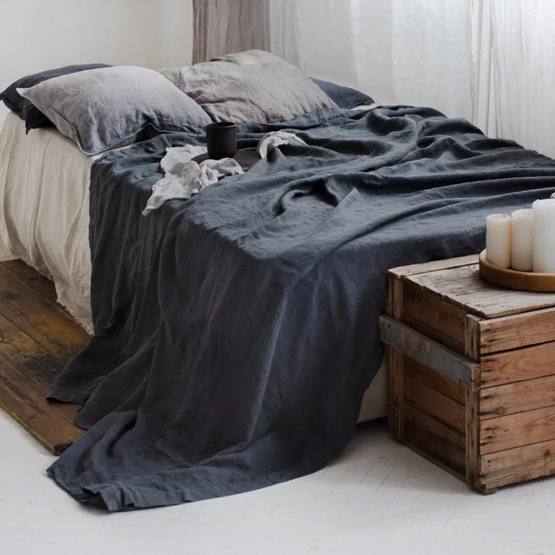 Pure Linen Bed Sheets 100% Stone Washed French Linen Solid Color Breathable and Durable for Hot Sleepers 1 PC Flat Sheet TAVEN System LLC