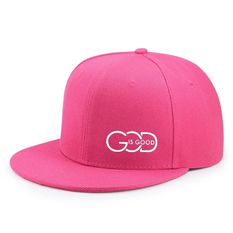 God Is Good Snapback Cap Black Flat Brim Adjustable Baseball Hat
