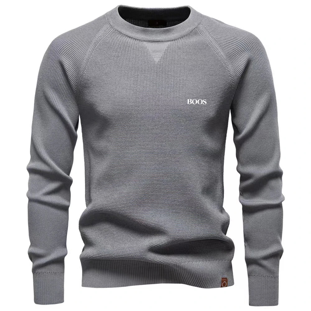 Men's Autumn Winter Round Neck Solid Knit Sweater Business Casual TAVEN System LLC