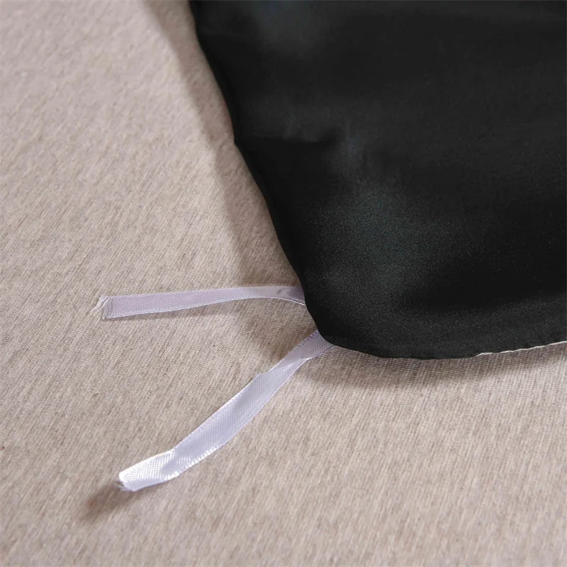 3pcs Satin Duvet Cover Set Bedding Sets Queen Black  Series Luxury Rich Silk Silky Soft Solid   Sexy Honeymoon Wrinkle Free TAVEN System LLC