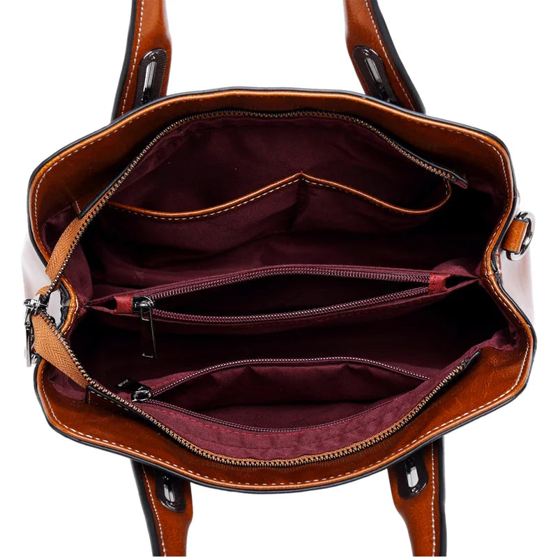 Genuine Leather Women Box Bag Top Handle Shoulder Crossbody Bag TAVEN System LLC