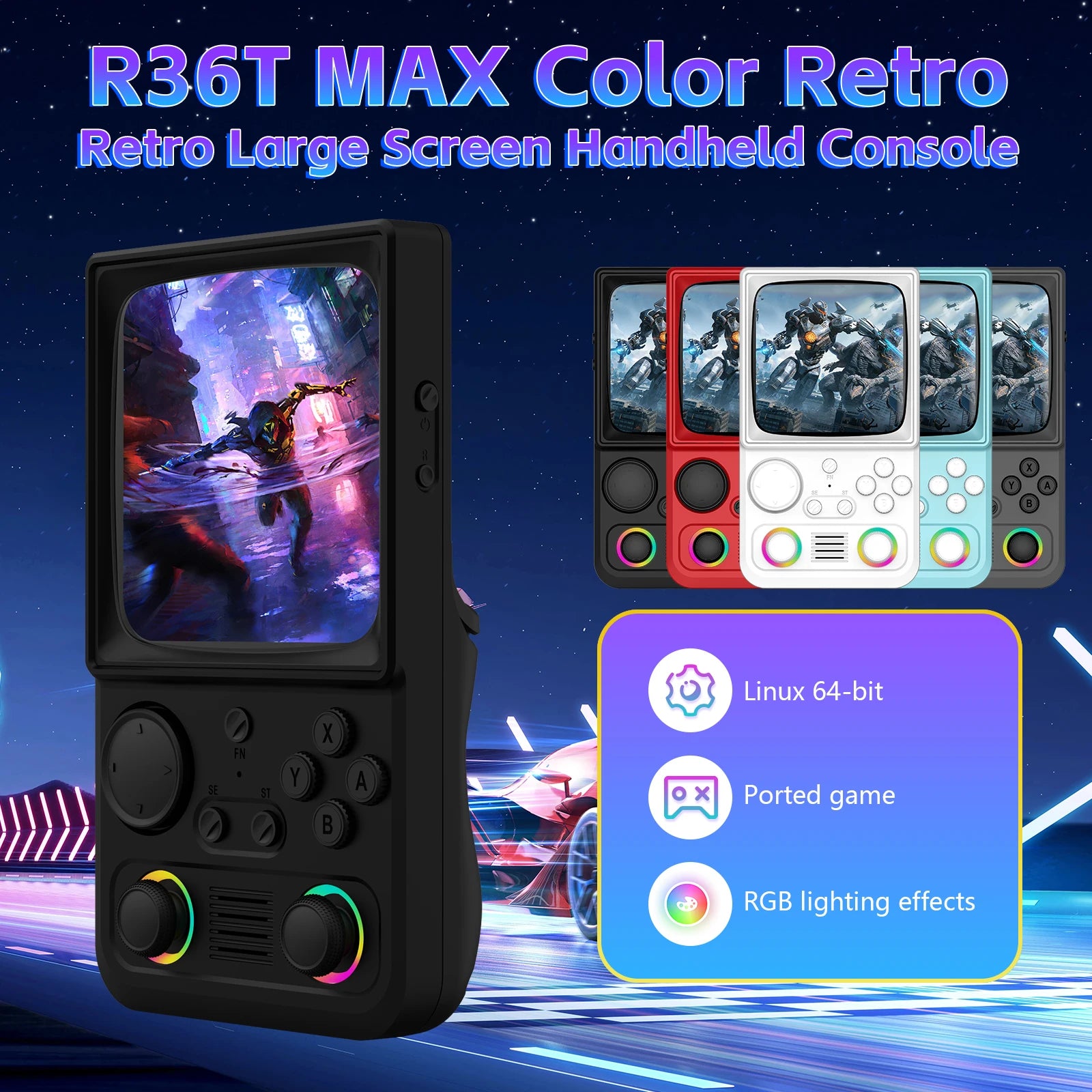 AISLPC R36T MAX Handheld Game Console 64/128G 4.0" IPS Screen 22000+Games 5G Portable Pocket Game Player TAVEN System LLC