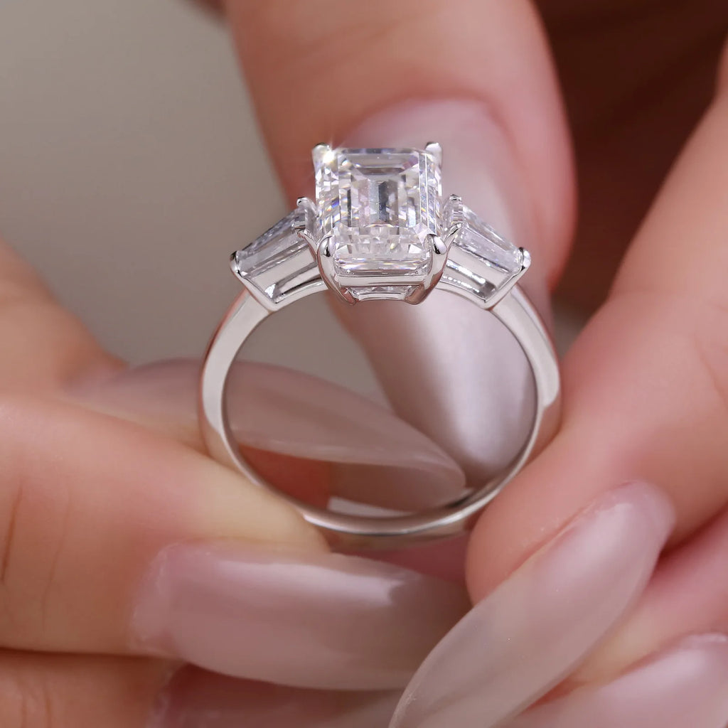 Excellent Radiant Cut D Color Pass Diamond Test Moissanite Ring for Women Fine Jewelry Halloween decoration Party Jewelr festival gifts Unique jewelry TAVEN System LLC