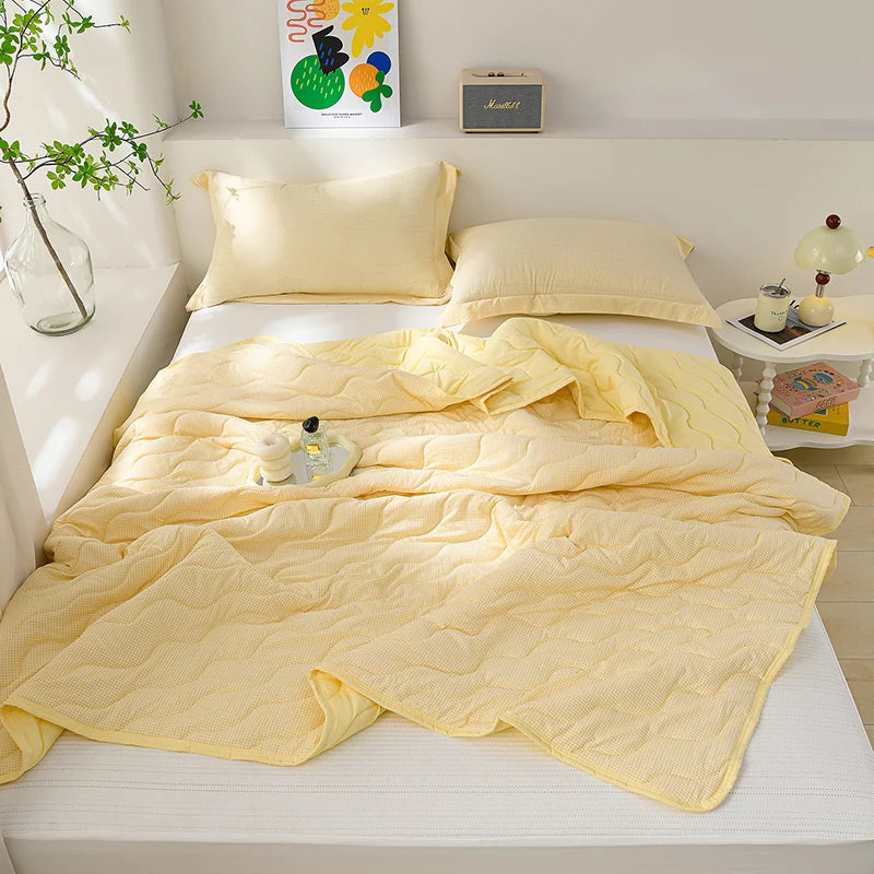 Breathable Quilted Summer Blanket Cooling Skin-friendly Comforter Soft Lightweight Quilt Well-vetilated Single Double  Duvet Set TAVEN System LLC