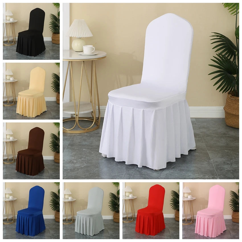 50/100pcs Pleated skirt Spandex Chair Cover Hotel Banquet Party Events Wedding Decoration Dining Room Seat Protector Covers TAVEN System LLC