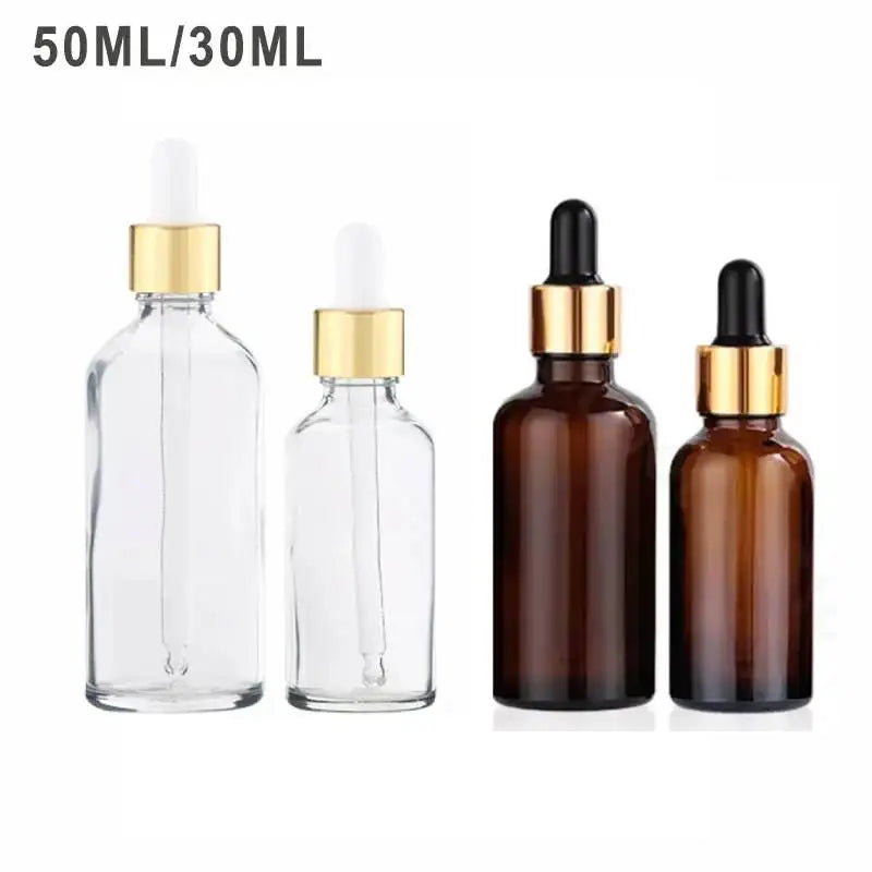 28PCS 30/50ml Gold Dropper Bottle 1oz2oz Essential Oil Glass Aromatherapy Liquid Drop for Massage Pipette Bottles Refillable TAVEN System LLC