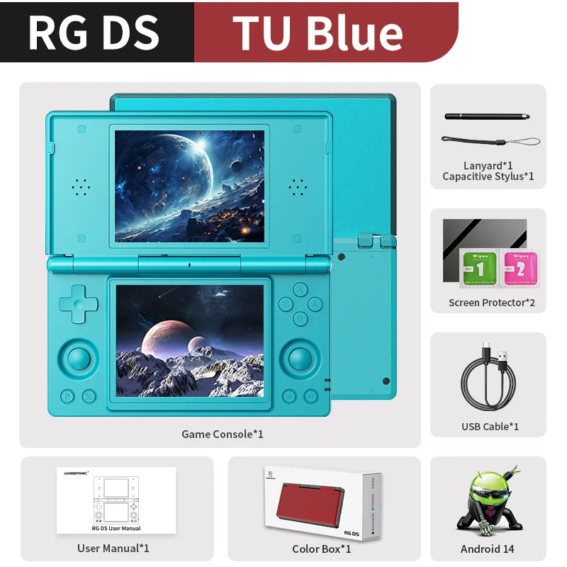 Anbernic RG DS Handheld Game Console 4" IPS Dual Screen Android 4000mAh Flip Video Games Player Supports RixelHK Wifi Streaming TAVEN System LLC