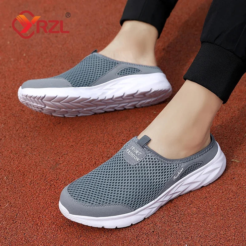 YRZL Casual Shoes Men Summer Half Shoes Slippers Slides Slip on Shoes Men Mesh Breathable Soft Comfortable Slippers for Men TAVEN System LLC