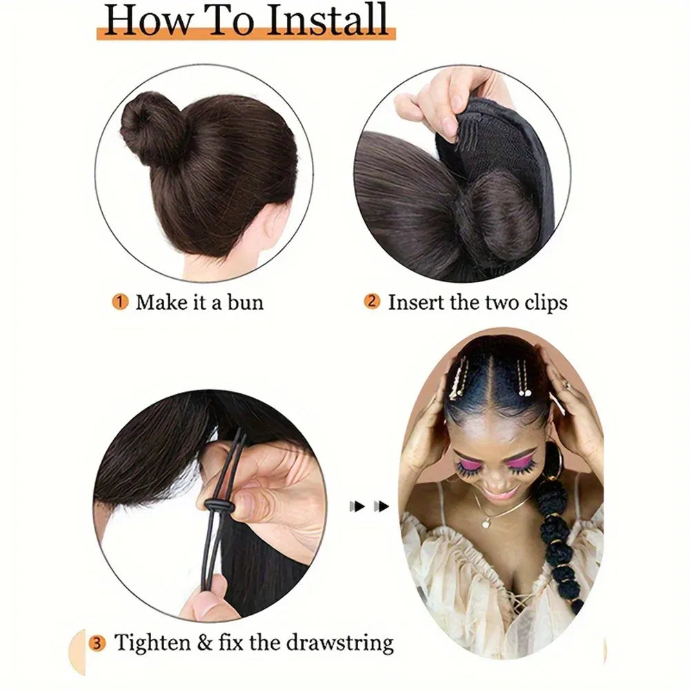 Color: #4, Stretched Length: 18inches - Kinky Afro Puff Ponytail Extension for Black Women 18/24 Inch Long Lantern Bubble Drawstring False Pigtail Synthetic Hair Piece Taven