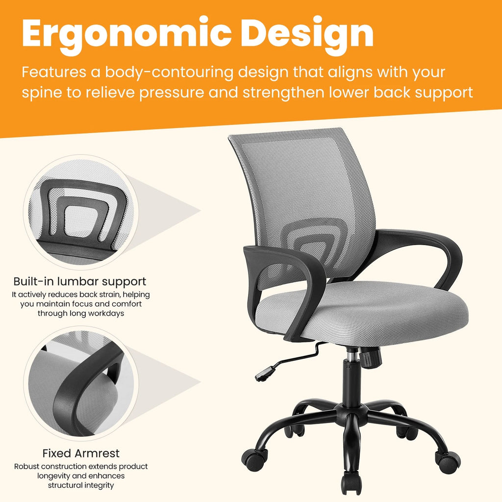 Ergonomic Gaming Chair Height Adjustable with Fixed Armrest TAVEN System LLC