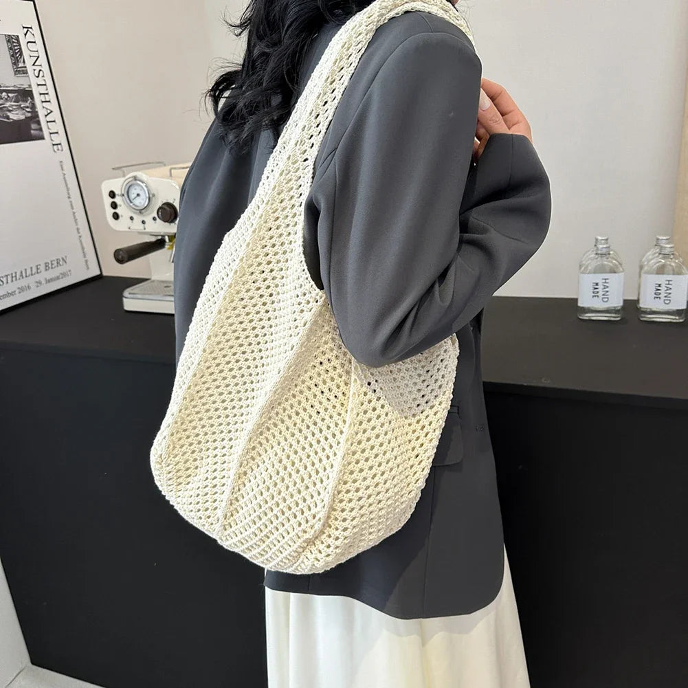 Women Straw Woven Beach Tote Bag Crochet Shoulder Handbag TAVEN System LLC