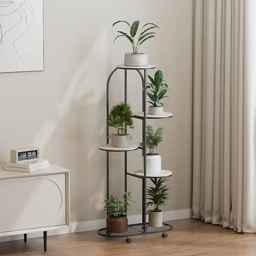 Metal plant stand with wheels for indoor outdoor plants