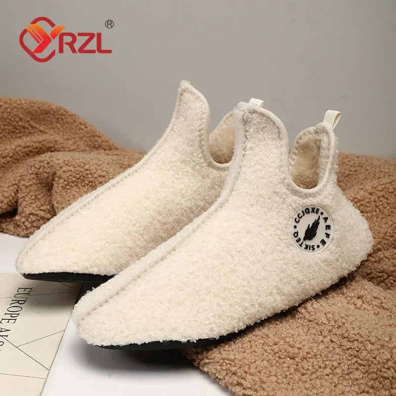 YRZL Winter Slippers Men Indoor Slippers Non-slip Warm Women and Men Slipper Ankle Soft Shoes Comfortable Flat Home Cotton Shoes TAVEN System LLC
