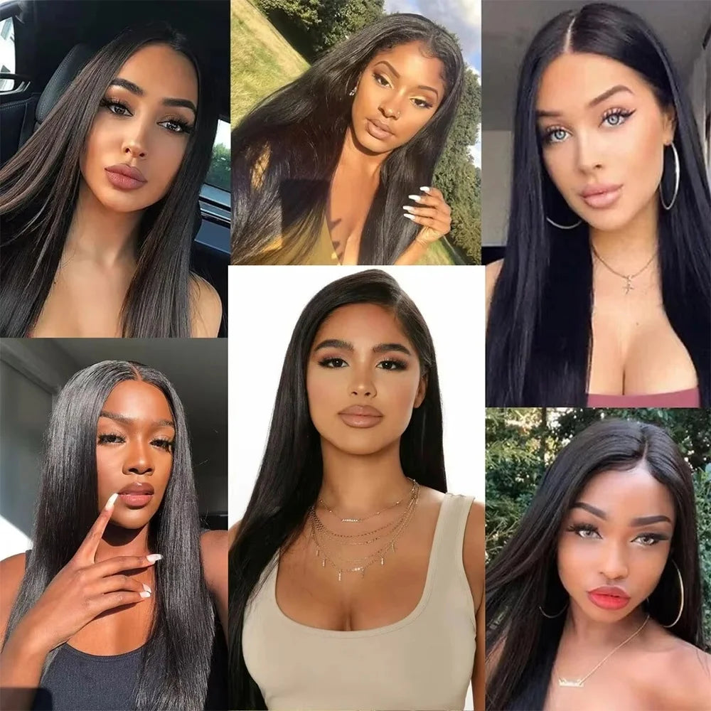 FIUMER straight human hair lace front wig