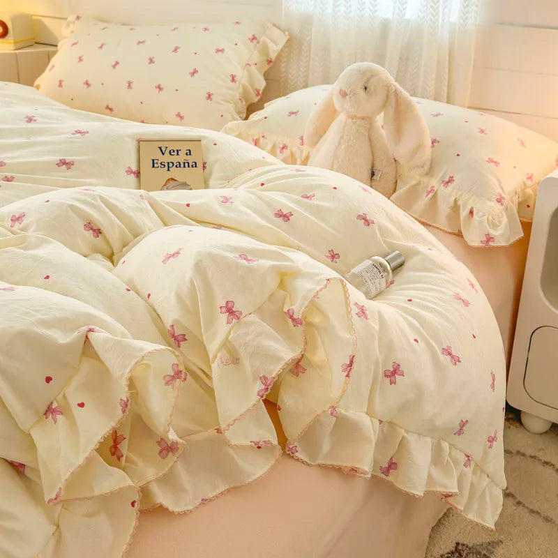 Bonenjoy Lace Duvet Cover Printed Home Quilts Cover Ruffles Comforter Covers Adults Kids Room Bedding (Pillowcase Need Order) TAVEN System LLC