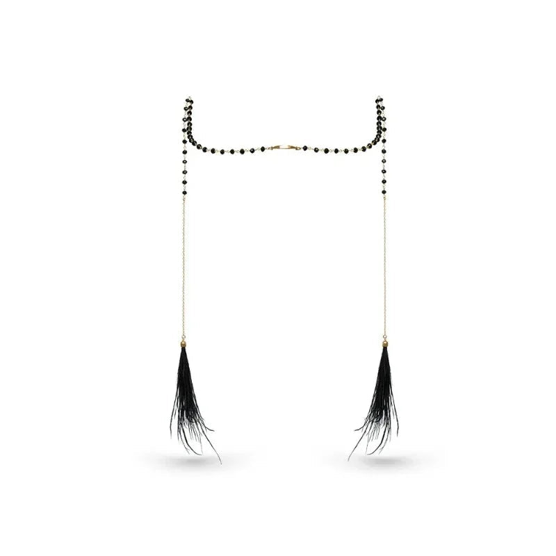 LENNIK Bead Tassel Face Chain Fashion New Feather Face Chain Personalized Design Street Photography Women Accessories Jewellery TAVEN System LLC