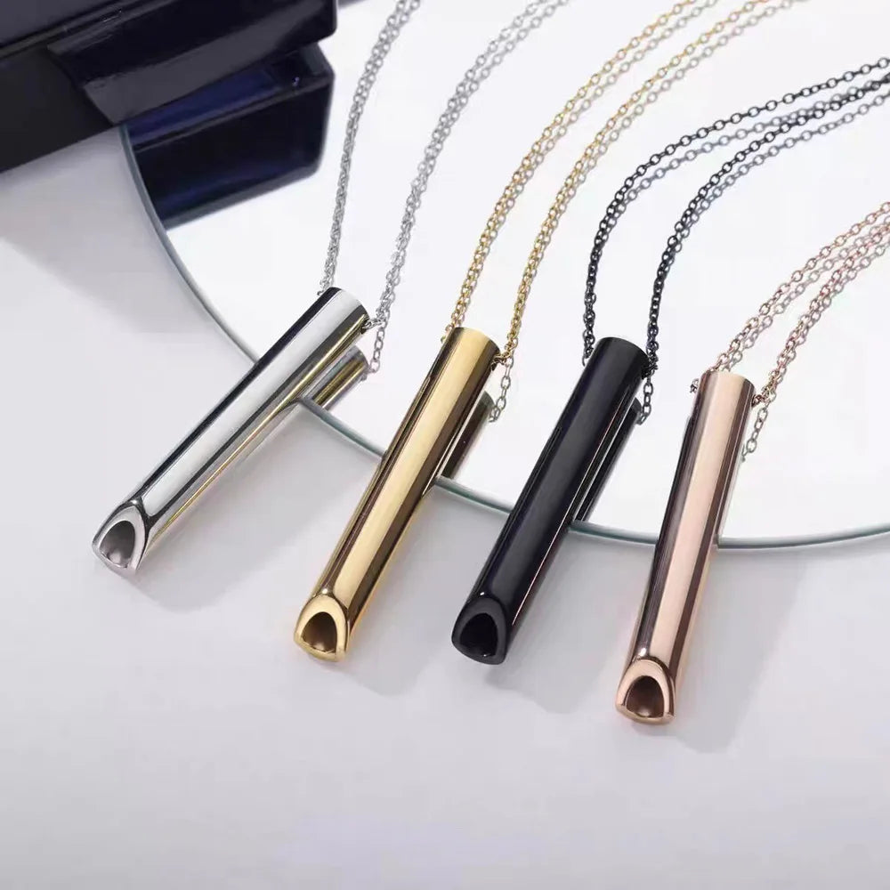 Stainless Steel Anxiety Breathing Necklace For Women Stress Relief Meditation Necklaces Yoga Ritual Female Jewelry Accessories TAVEN System LLC