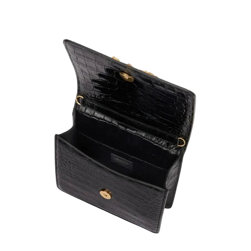 Croc Embossed Women Leather Handbag Tiger Crystal Shoulder Bag TAVEN System LLC