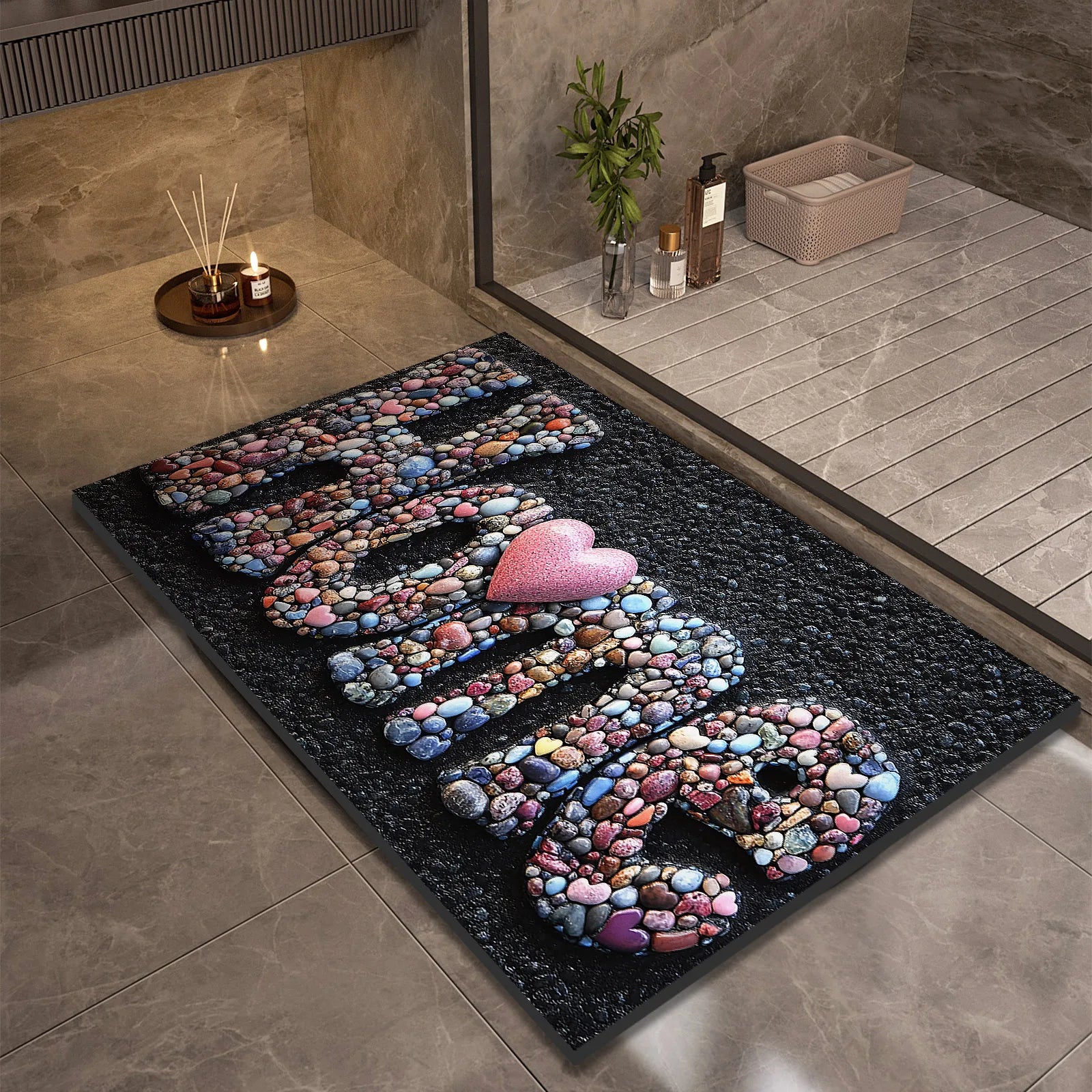 Stone Design Diatomite Bath Mat Bathroom Non-slip Shower Foot Mats Absorbent Quick Dry Toilet Rugs Carpet Doormat Washable TAVEN System LLC