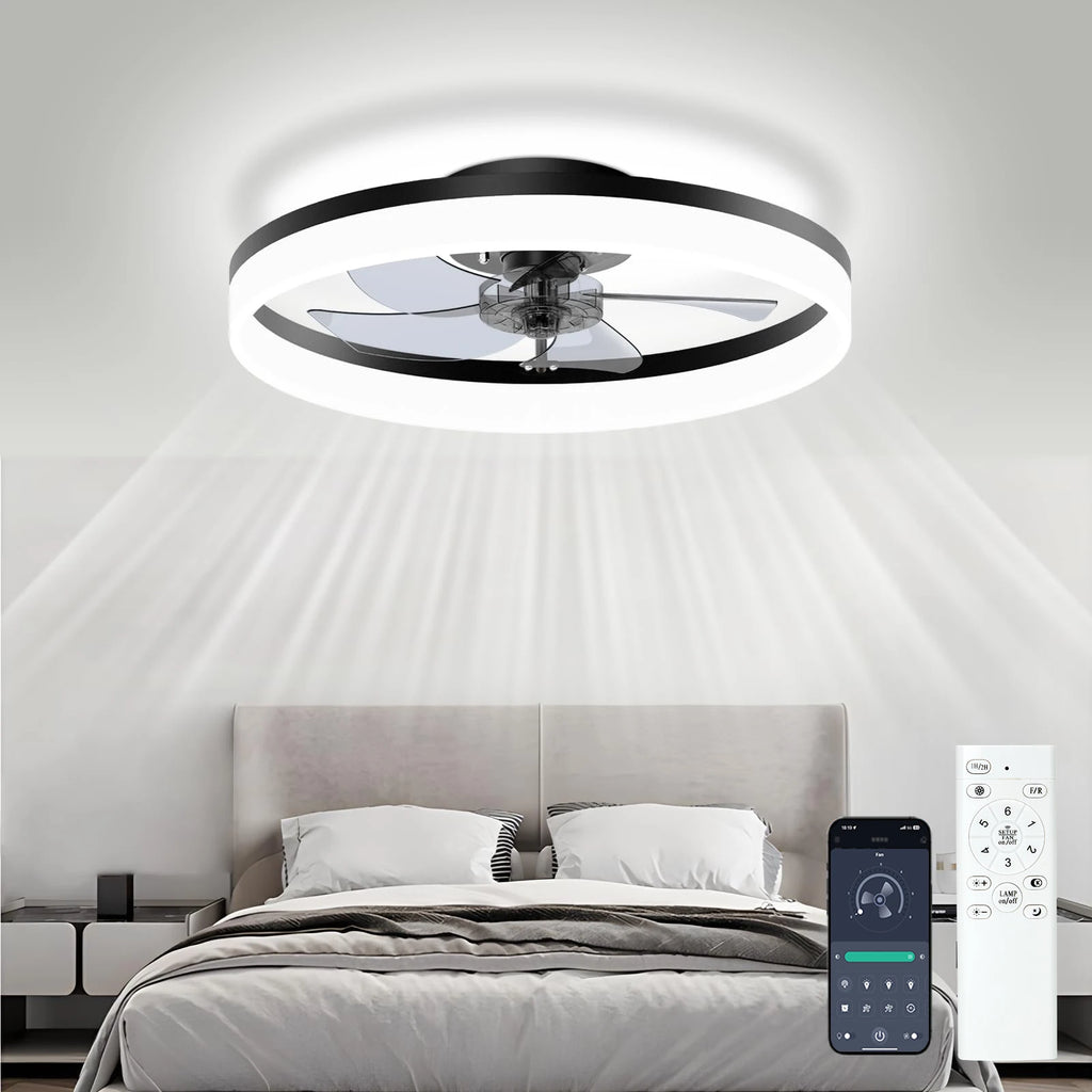 Simple LED Ceiling Fan Light Remote Control with Infinite Dimming 6 Levels of Wind Speed Living Room Bedroom chandelier fan TAVEN System LLC