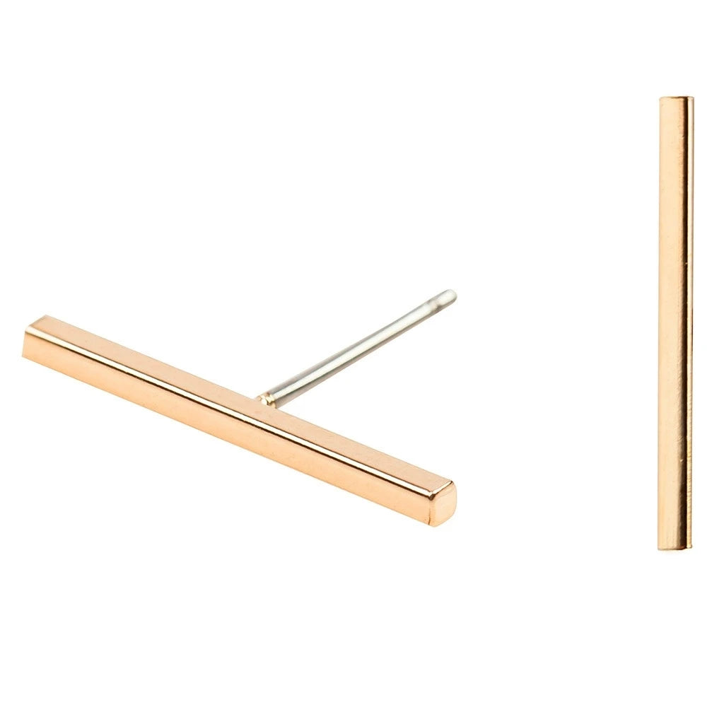 2024 Fashion Gold/Black Color Punk Simple T Bar Earrings For Women Ear Stud  Fine Jewelry Geometry Brincos Bijoux TAVEN System LLC