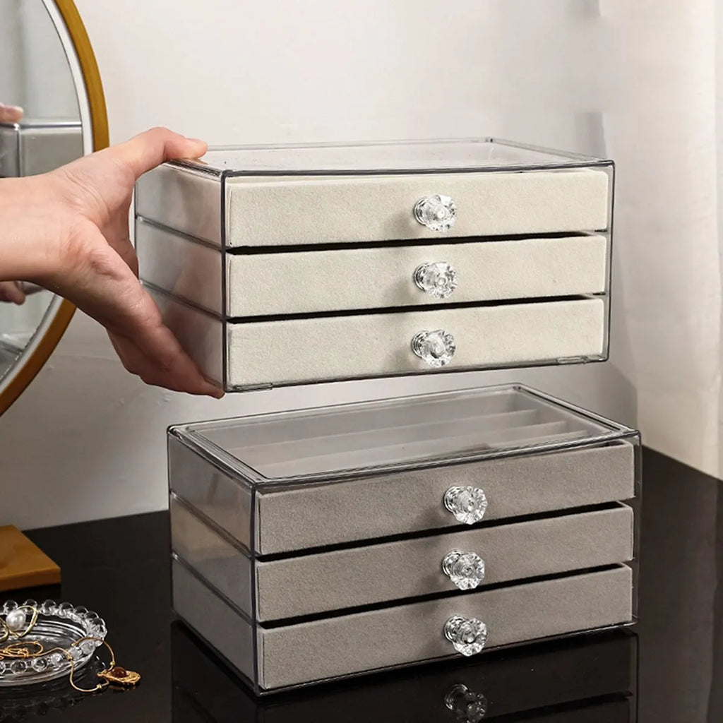 1pc,Necklace storage box with transparent lid, 3-layer jewelry tray drawer, jewelry display box, desktop jewelry box TAVEN System LLC
