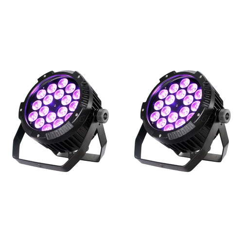 2X IP65 Waterproof Stage Effect Aluminum Led Par 18x18W RGBWA UV 6in1 DMX512 Outdoor Down Light DJ Equipment Disco Wash No Noise TAVEN System LLC