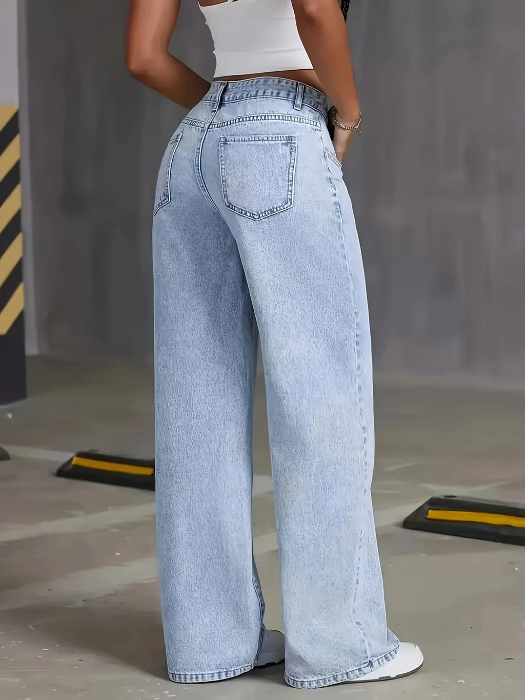 Women's light blue Y2K high waist wide leg denim jeans