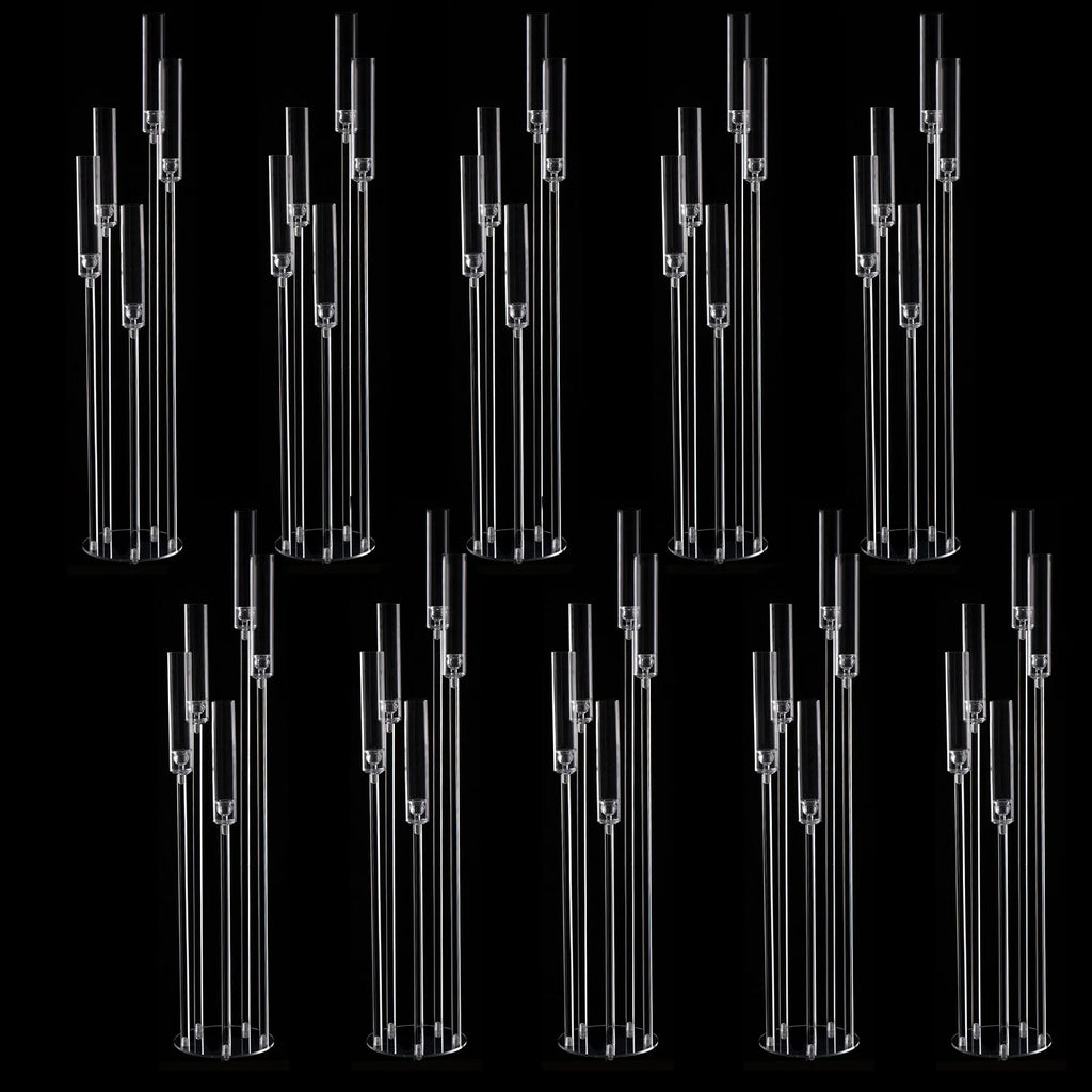 Clear Acrylic Floor Candelabra 5 Arm Tall Candlestick Holder for Wedding Table Centerpiece Ceremony Party Home Decoration 10PCS TAVEN System LLC
