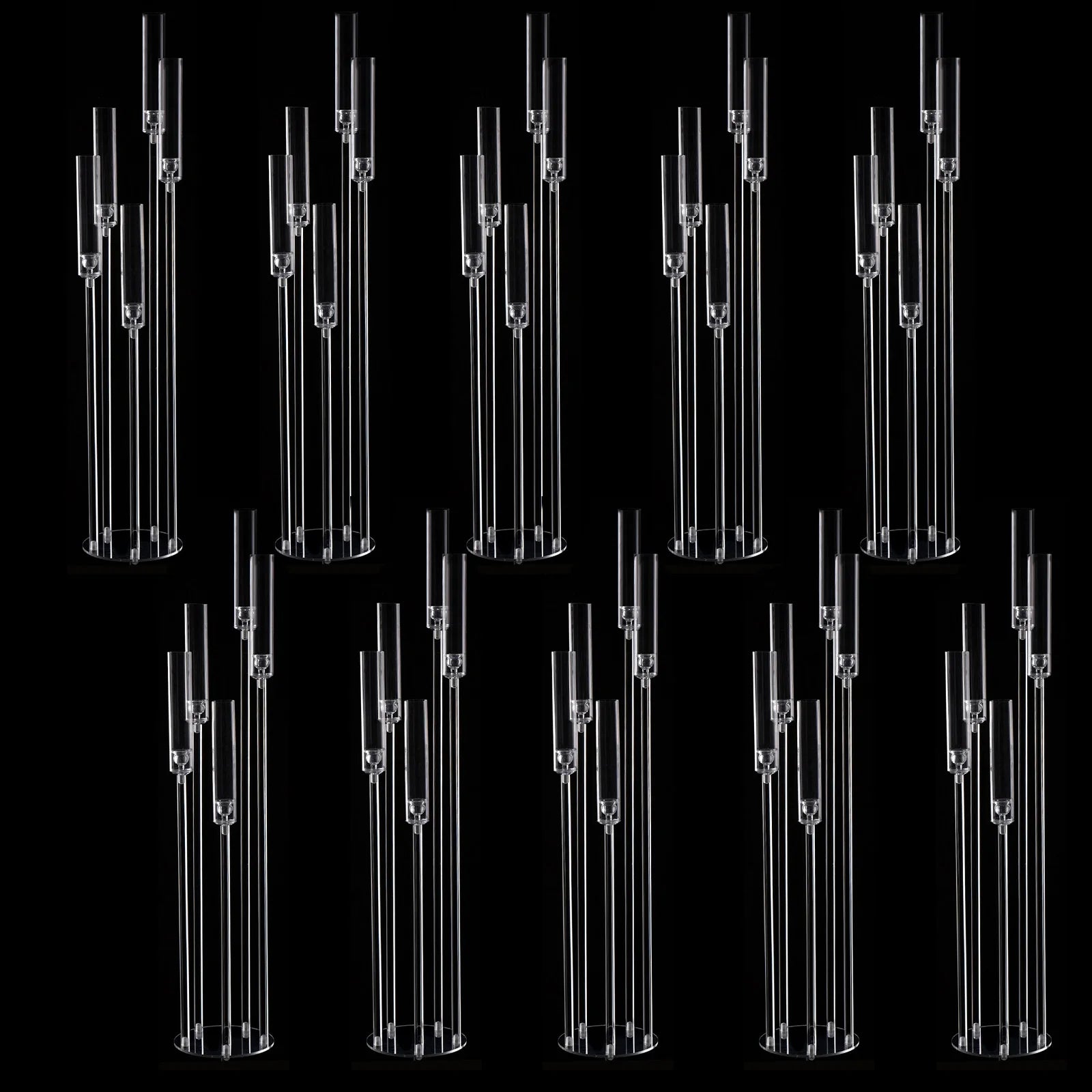 Clear Acrylic Floor Candelabra 5 Arm Tall Candlestick Holder for Wedding Table Centerpiece Ceremony Party Home Decoration 10PCS TAVEN System LLC
