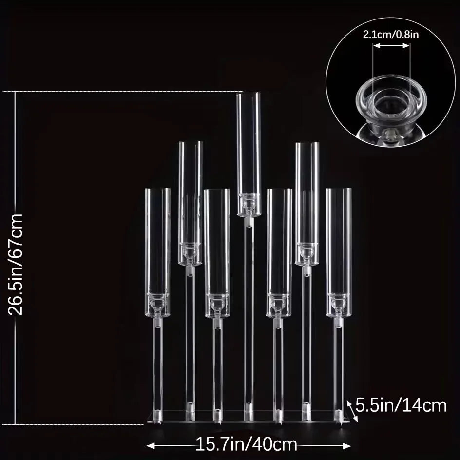 4pcs 7-Arm Acrylic Candlestick Clear Candelabra 26.5 Inch Tall for Wedding Birthday Party Living Room Decor TAVEN System LLC