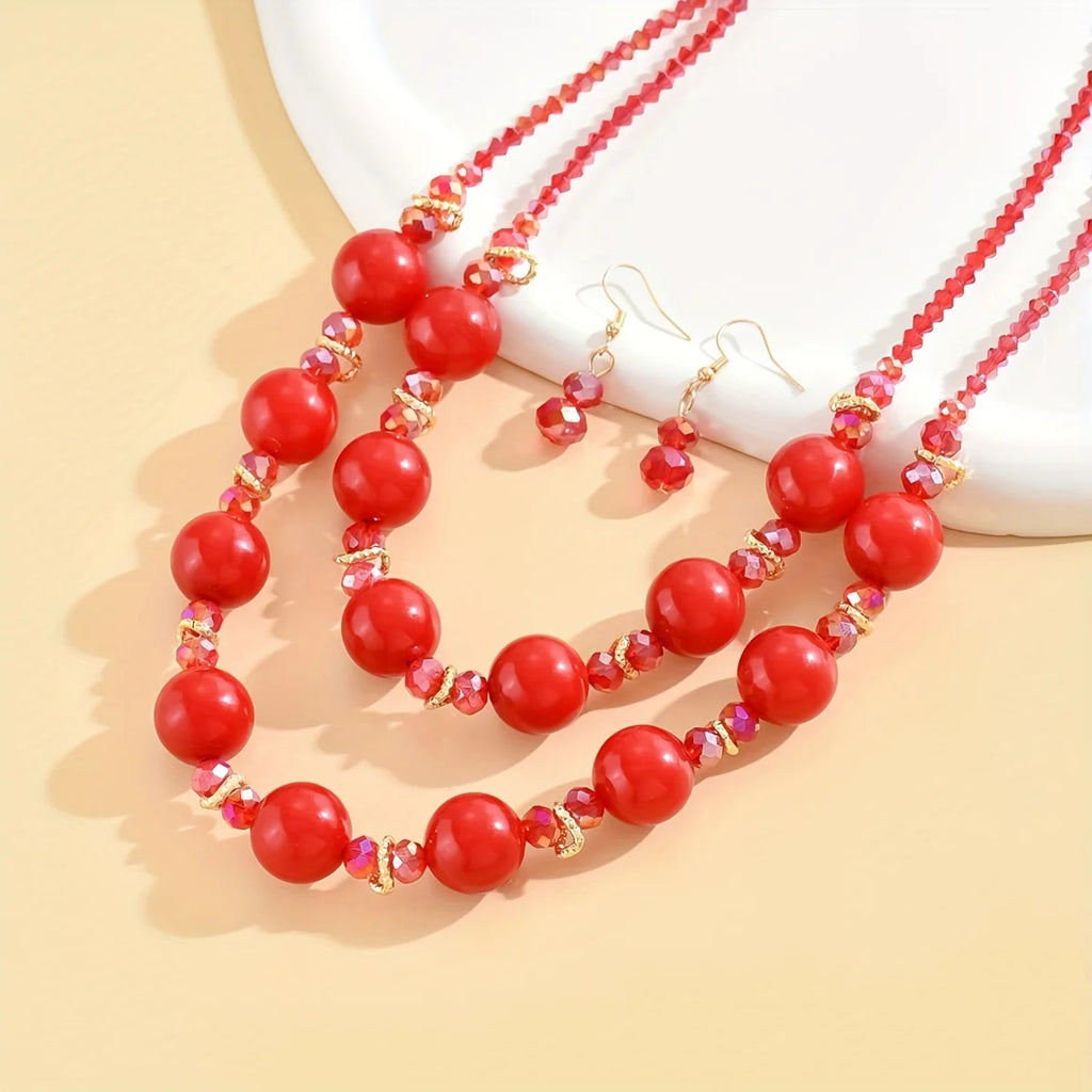 1 necklace +1 pair of earrings, imitation pearl material, Bohemian style, fashion, party date to send girlfriend wife birthday g TAVEN System LLC