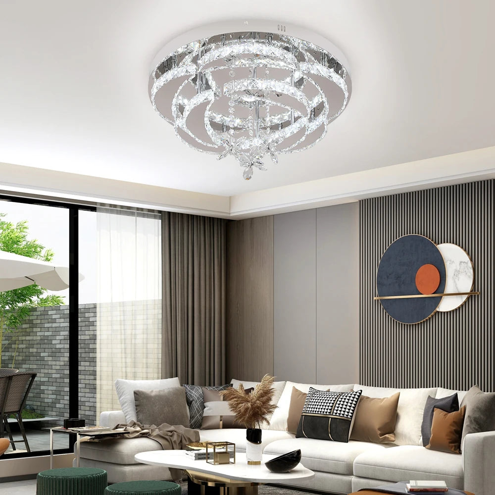 Modern Chandelier Ceiling Lamp K9 Luxury Crystal Led Living Dining Room Decor Pendant Light RC Dimmable Luminaire Home Fixture TAVEN System LLC
