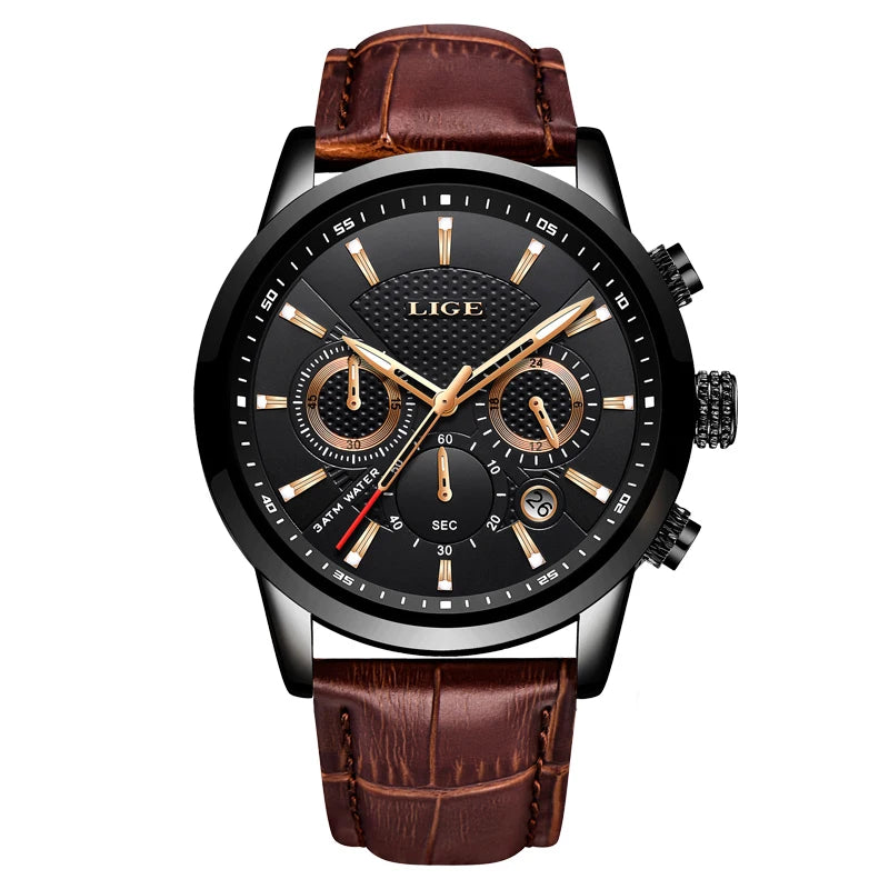 2024 LIGE Top Luxury Mens Watch Casual Business Quartz Watches Men Fashion Leather Wristwatch Waterproof Male Clock Reloj Hombre - TAVEN System LLC