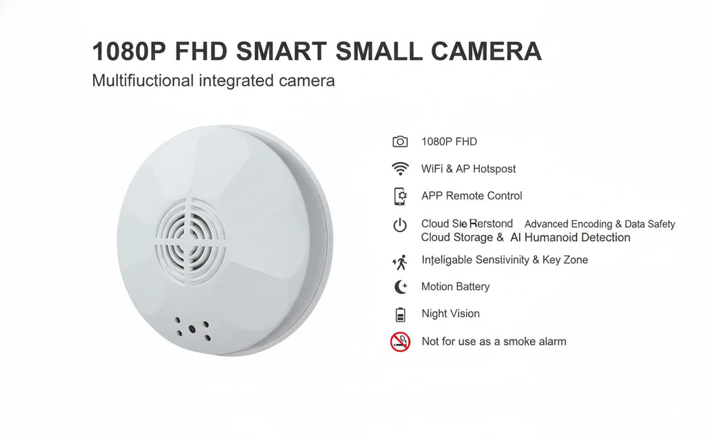 Mini Security Camera 1080P HD, WiFi Remote View, Motion Detection & Recording, Ceiling-Mounted for Home/Office/Hotel Indoor Use TAVEN System LLC